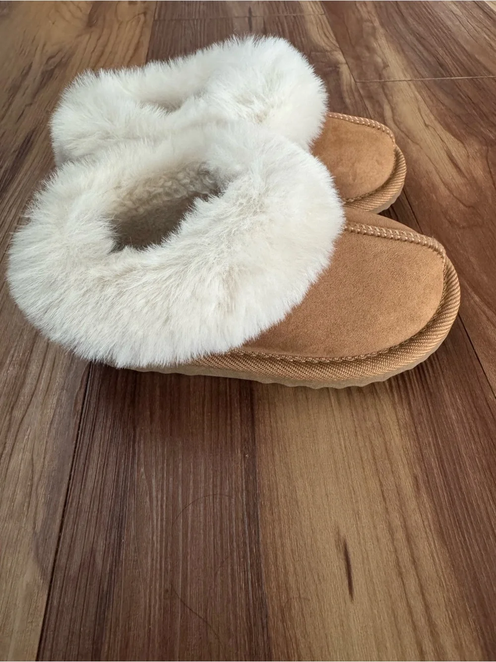 Kids Faux-Shearling Slippers in Chestnut Brown
